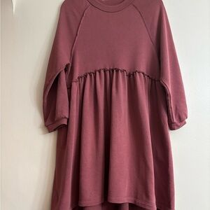 🍁 Oasis High-Low Sweatshirt Dress in Burgundy